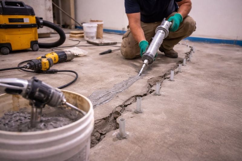 Cracked Basement Floor Repair in Rockingham County, NH