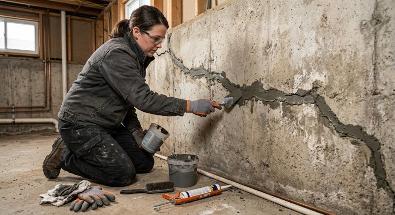 Cracked Basement Floor Repair in Rockingham County, NH