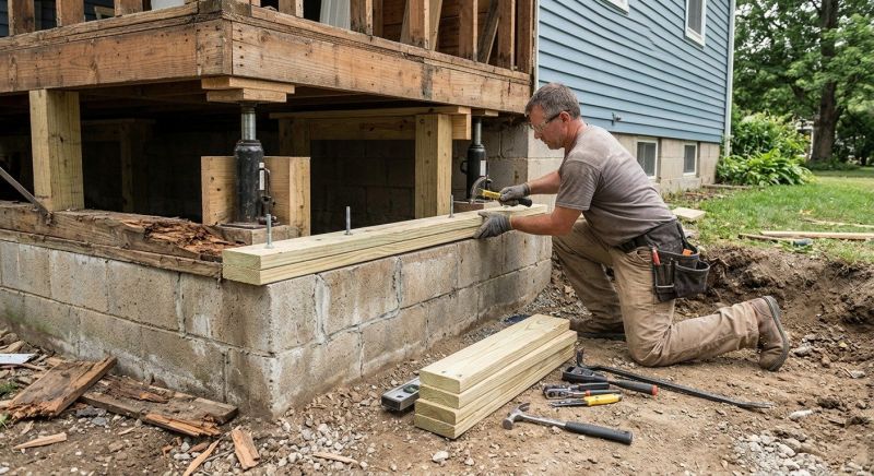 Sinking Foundation Repair in Andover, MA